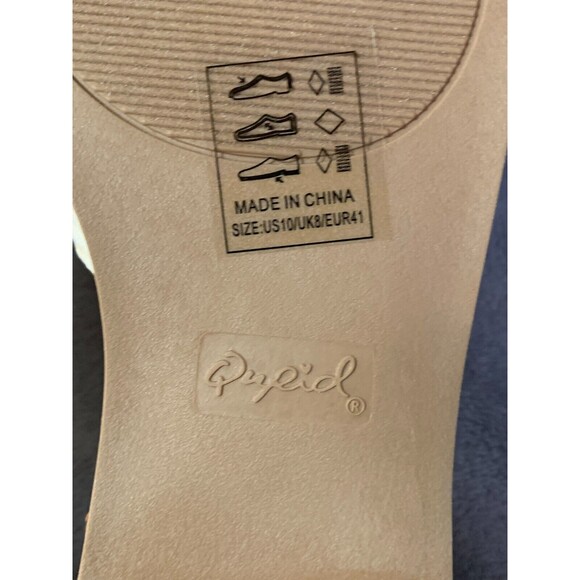 Qupid Sandals Women's 10 Cream Beige Open Toe Slingback Flat Desmond Vacation - Picture 10 of 11